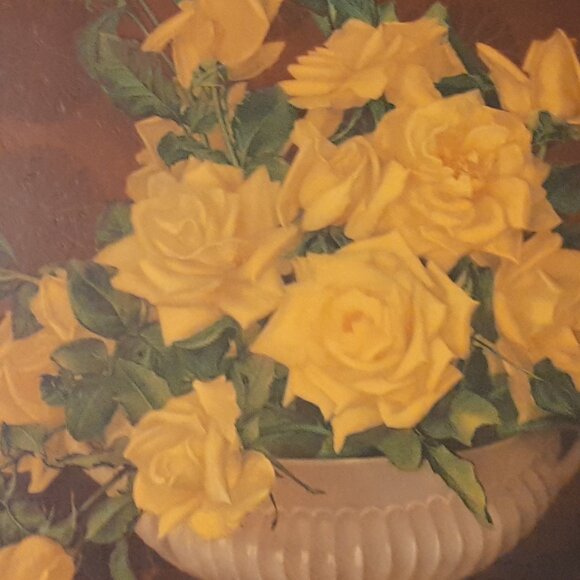 1959 YELLOW ROSE BOUQUET FRAMED PAINTED ART, GORGEOUS - Picture 2 of 16